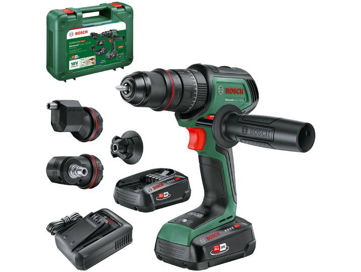 Akku-Schlagbohrmaschine BOSCH HOME & GARDEN »AdvancedImpact 18V-80 QuickSnap« , grün (blau), Bohrmaschinen, Akku-Schlagbohrmaschine, Inkl. 2x Akku 2,5Ah, mit Aufsätze