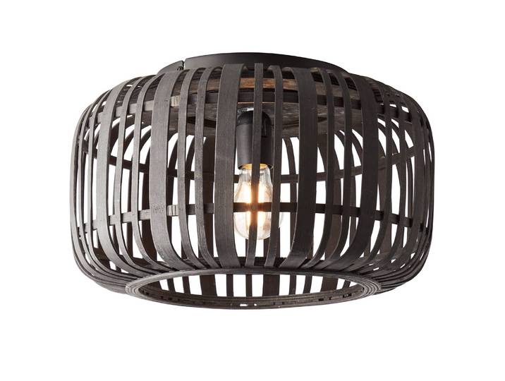 Deckenleuchte Woodrow Ø 40cm Schwarz Material: Metall, Naturfaser Metallart: Eisen Naturfaserart: Rattan Oberfläche Metall: Pulverbeschichtet