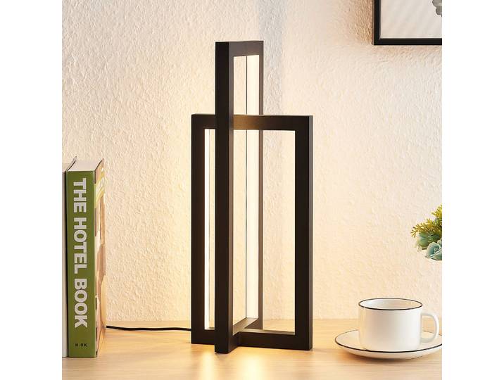 LED Tischlampe Hylda Lucande, dimmbar, schwarz, für Wohn- / Esszimmer, Aluminium, Modern