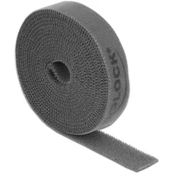 DELOCK Klettband auf Rolle L 2 m x B 15 mm grau