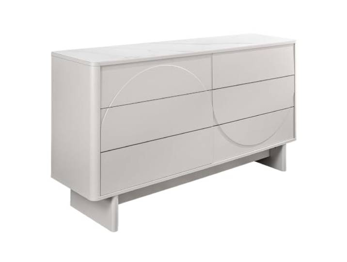 Riess Ambiente Sideboard Savoy - 150x82x40cm - Kaschmir-weiß - Keramik Schubladen, hohe Belastbarkeit, stabile Konstruktion, pflegeleichte Oberfläche, lackierte Oberfläche, Marmor-Details