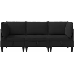 vidaXL, Sofa + Bettsofa, Wohnzimmergarnitur 3 Stk. Schwarz Stoff