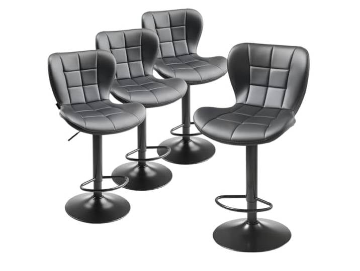VEVOR Barhocker moderner Thekenhocker aus PU-Leder 360° drehbarer (4) 360° drehbar, Bistrohocker mit Rückenlehne & Fußstütze, höhenverstellbar, 149,7 kg belastbar, für Esszimmer Bar