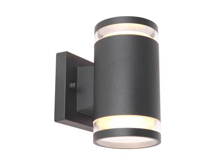 Globo Lighting Außenleuchte Aluminium anthrazit matt, Kunststoff klar, Richtung Lichtschein: auf- und abwärts, IP44, BxH: 100x165mm, AL: 130mm, exkl. 2x GX53 LED 11W 230V