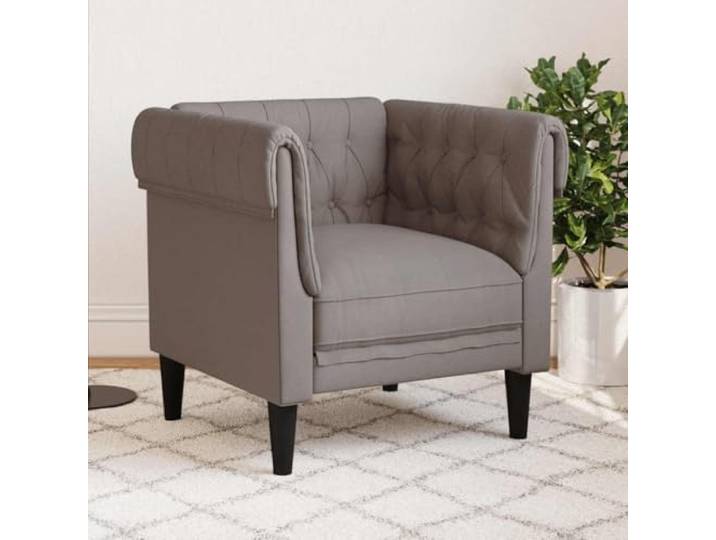HEFZGDB Chesterfield-Sessel Taupe Stoff Polsterstuhl mit gepolsterten Armlehnen und Rückenlehne für stilvollen Komfort strapazierfähiges atmungsaktives Material stabile Beine bis 110