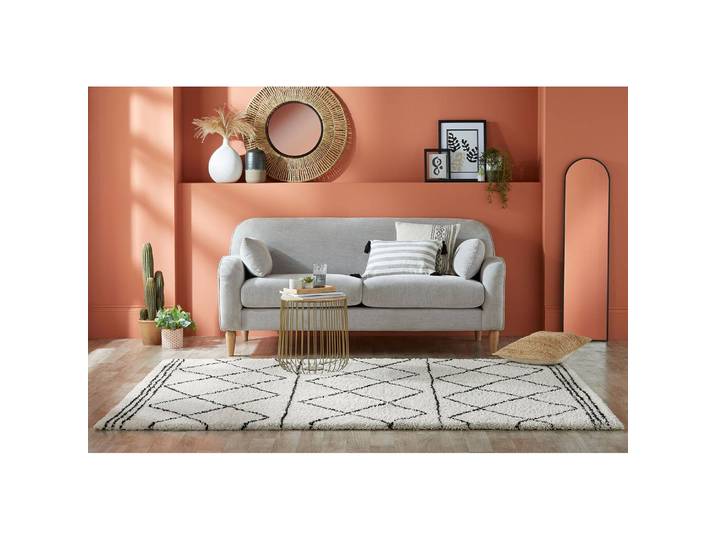 Kurzflorteppich Kush Berber Weiß/Creme 160 x 230cm Netzstoff