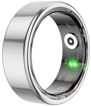 StayWell Smart Ring Military Grade Titanium Steel Shell, Health Monitoring IP68 & 3ATM, Waterproof Multi Sport Modes silver 9