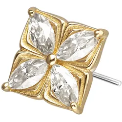 14 Karat Gold Aufsatz mit Titan Push Pin MOISSANIT-BLUME