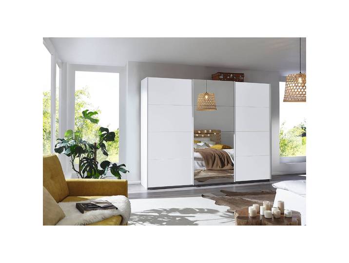 Armoire à portes coulissantes I 271cm Blanc/Blanc alpin Classic 1 miroir