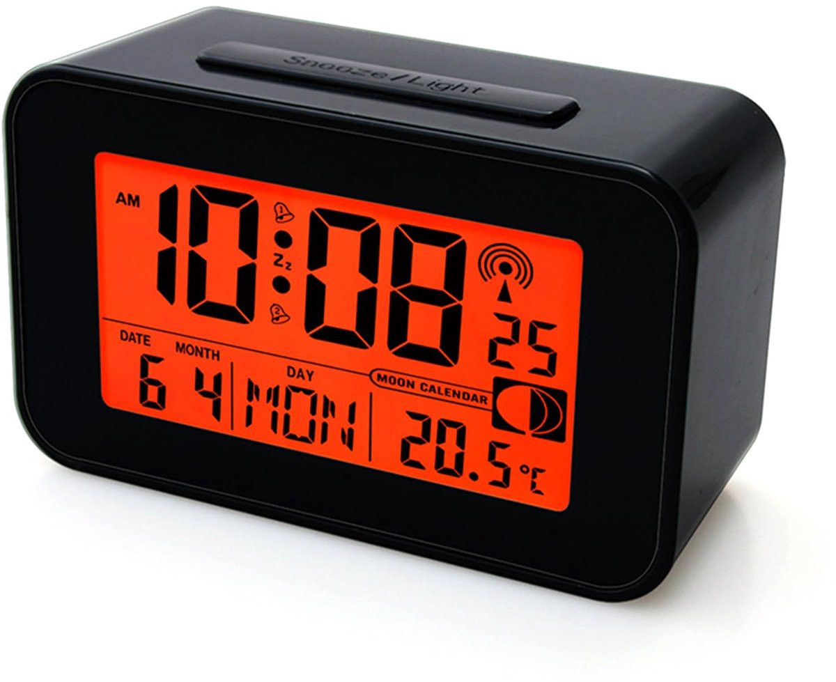 Unyqoos Moderne Digitale Wekker met Automatische Tijdzone Synchronisatie en LCD-Display