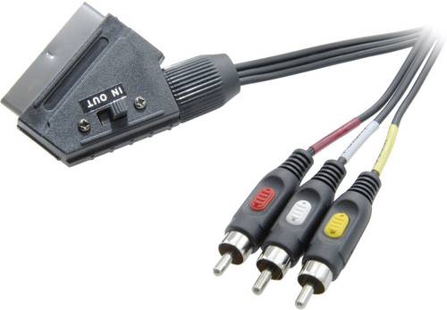 SpeaKa Professional SCART / Composite Cinch TV, Receiver Anschlusskabel [1x SCART-Stecker - 3x Cinch-Stecker] 2m Schwarz