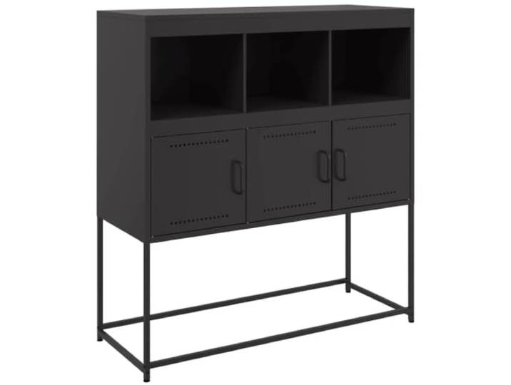 Kaorsrow Sideboard Schwarz 100,5x39x107 cm Stahl Anrichte mit 3 Türen Robuster Metallschrank mit 3 Fächern für Wohnzimmer, Büro und Arbeitszimmer. Pflegeleichte glatte Oberfläche.