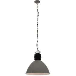 anne light & home Pendelleuchte FRISK, Ø 50cm, E27, Metall, grau glänzend / innen weiß STE-7696GR