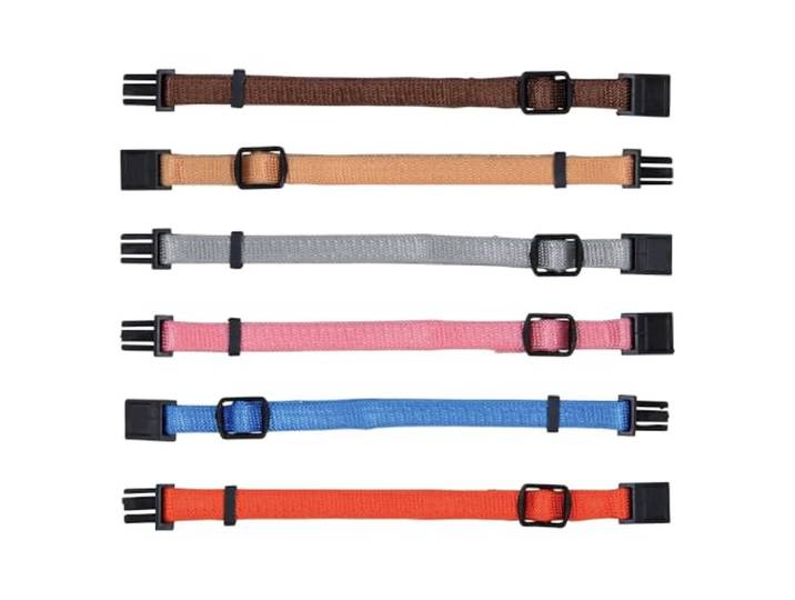 TRIXIE Junior puppyhalsband maat M - L: halsomtrek 22-35 cm/10 mm in fuchsia, grafiet, indigo - kleine hondenhalsband voor middelgrote tot grote honden, set van 6 om aan te wenen, 15556
