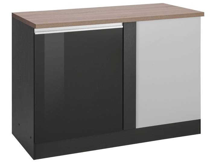 Eckunterschrank KOCHSTATION KS-Ohio , grau (grau hochglanz, grafit), B:120cm H:85cm T:60cm, Schränke, Eckunterschrank