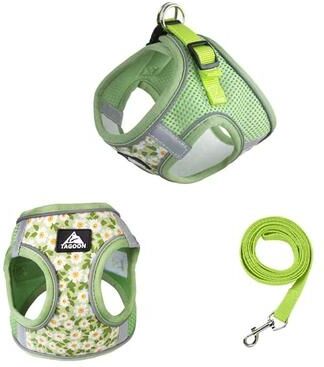 Uplift Essentials Reflective Mesh Anti Escape Pet Harness & Leash Set light Green l