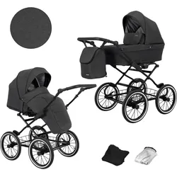 Kunert, Kinderwagen, Romantic 2in1 Kinderwagen Anthrazit mit Luftreifen und schwarzem Rahmen