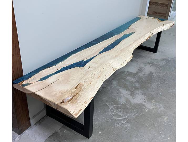 Xlmoebel Bartisch Esstisch aus massivem Holz mit Epoxidharz Wasserfall-Design (Konsolentisch, 1-St., Konsolentisch), Hergestellt in Europa