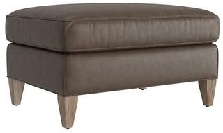 Cameron Leather Ottoman - Taupe Leather, Taupe Latte - Ballard Designs