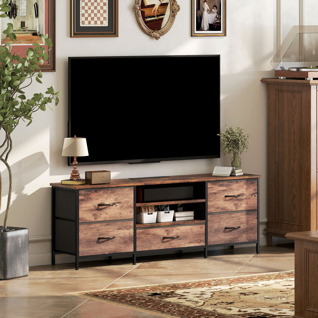17 Stories HOMCOM TV Unit with Charging Station, TV Stand for TVs up to 65 Inch Matte Black 65"