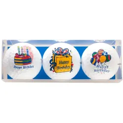 Golfgeschenk Happy Birthday (3 Golfbälle)