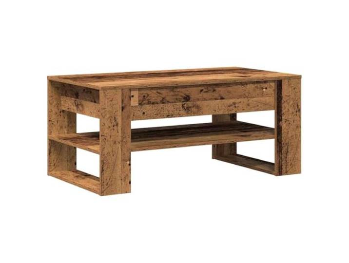 Roanoer Couchtisch Altholz-Optik 102x55x45 cm Holzwerkstoff mit Regal Stilvoller Wohnzimmertisch in Vintage-Holzoptik mit praktischer Unterablage für Zeitschriften und Fernbedienungen.