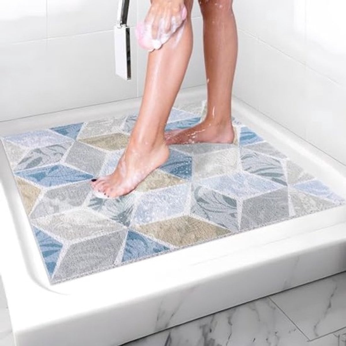 Antislip Douchemat - Extra Grote Vierkante Anti-mould Loofah Douchemat - 80 x 80 cm