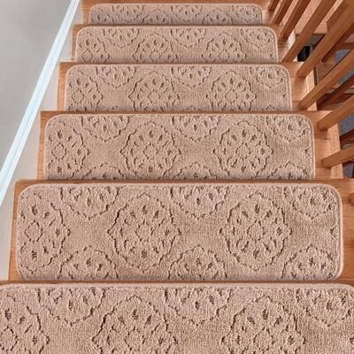 SUSSEXHOME Carpet Stair Treads for Wooden Steps - Indoor Staircase Step Treads with Thick Carpet & Pattern Design