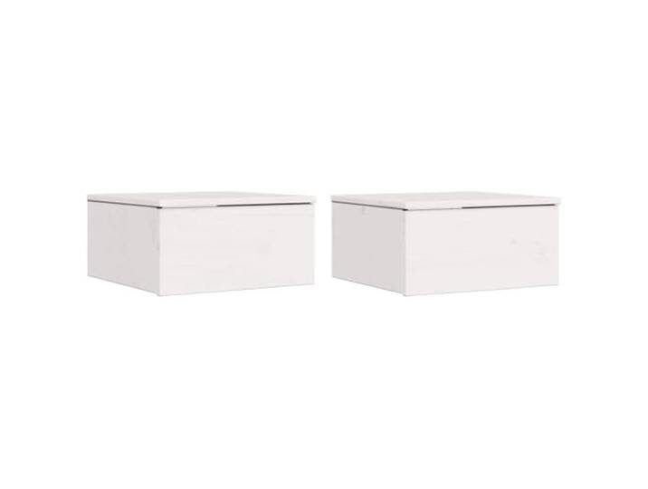 KUPTYERFG Nachttisch 2er Set Weiß 37x35x18,5 cm Kiefer Massivholz Kompakter Beistelltisch aus Holz fürs Schlafzimmer, ideal als Ablage neben dem Bett für Ihre Abendroutine.