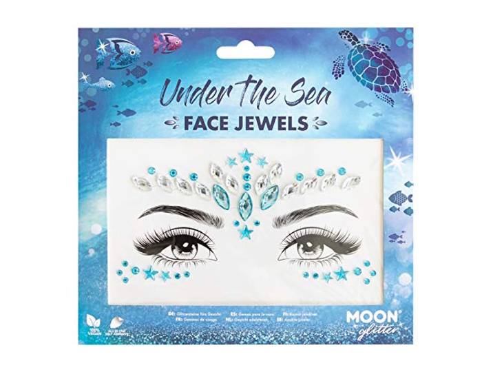 Moon Glitter Face Jewels - Festival Face Body Gems, Crystal Make-up Eye Glitter Stickers, Tijdelijke Tattoo Juwelen (Onder De Zee)