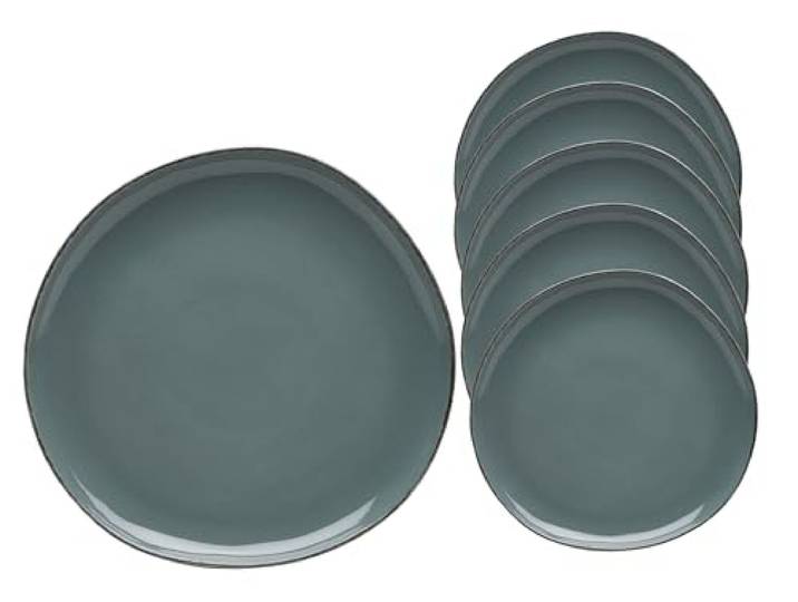 Van Well URBAN Eßteller flach 27 cm grau 6er Set - Steinzeug modernes Geschirr, funktional & stylish