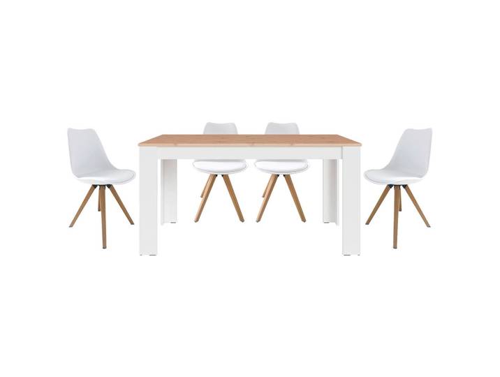 Mid.you Tischgruppe, Weiß, Eiche Artisan, Metall, Kunststoff, rechteckig, eckig, erweiterbar, Typenauswahl, Esszimmer, Tische, Esstische