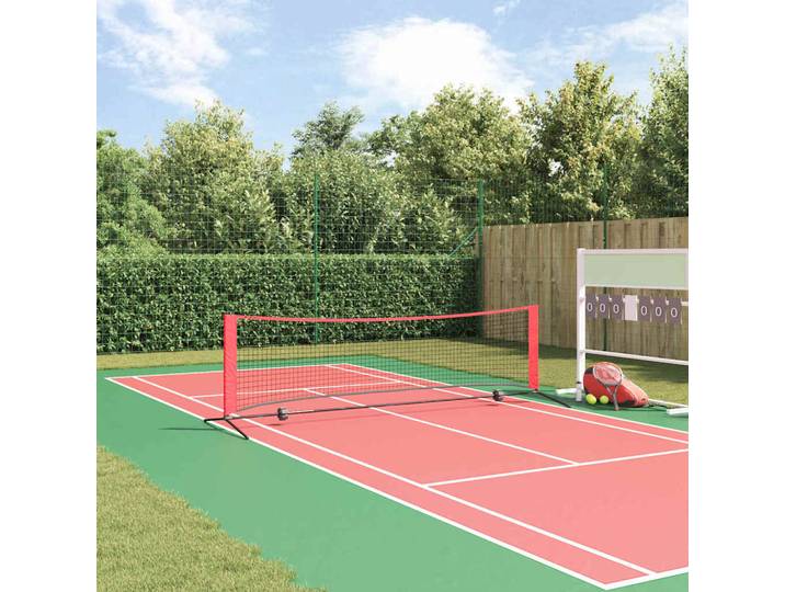 vidaXL Tennisnetz Schwarz und Rot 301 x 90.5 x 87 cm Polyester