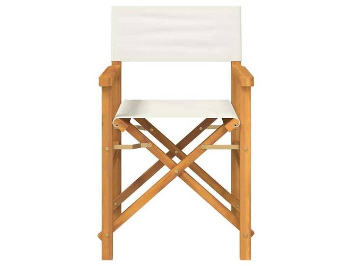 Printemps 2026 Soldes Crème Fauteuil d'appoint - pour jardin - Chaise de metteur en scène pliante crème bois teck massif 2_630197