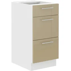 Unterschrank 40 Lara Cappuccino Hochglanz Küchenzeile Küchenblock Soft-Close