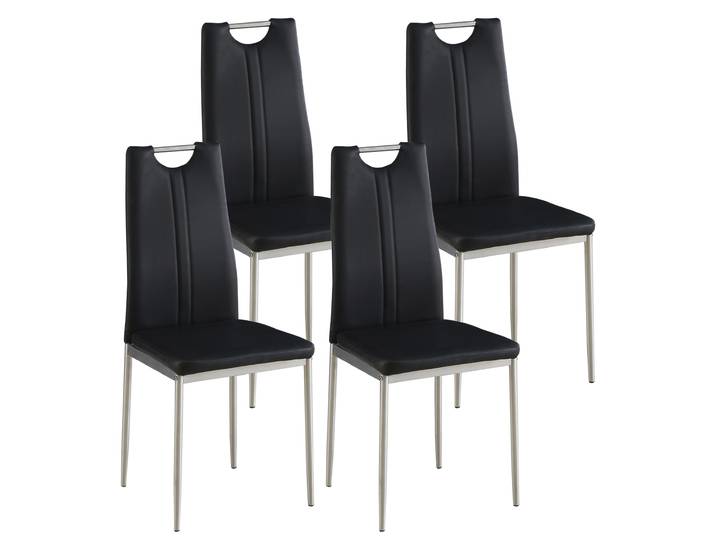 Esszimmerstuhl Leder IVO 4er Set schwarz