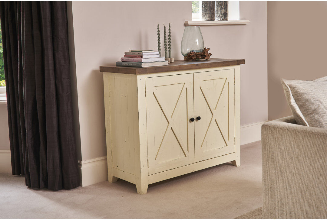 August Grove Winnie Small Sideboard Brown/White 90cm H X 110cm W X 45cm D