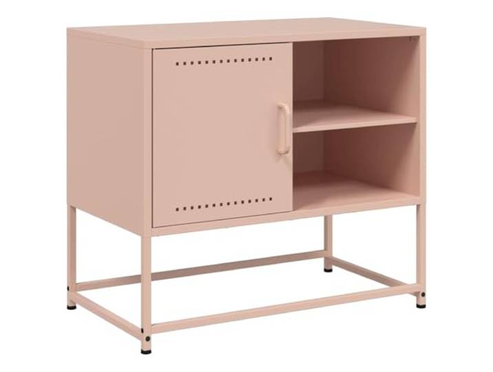 LKJephalotrope TV-Schrank Rosa 68x39x60,5 cm Stahl TV-Board Lowboard Kompaktes TV-Möbel aus rosa Stahl für Wohnzimmer und Schlafzimmer mit Türfach und 2 offenen Ablagen für Multimedia.