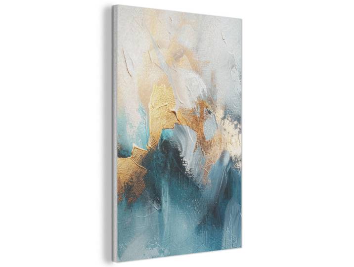 MuchoWow Akustikbild - Abstrakt - Kunst - Gold - Blau - 60x90, Petrol, Kunststoff, Rechteckig, 60x90x0.9 cm, Wandverkleidung, Akustikpaneele