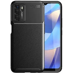 Screenguard Oppo A16 Hülle Carbon Design TPU Case (Oppo A16), Smartphone Hülle, Schwarz