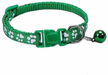 Uplifted Finds Adjustable Cartoon Paw Print Pet Collar With Safety Bell green