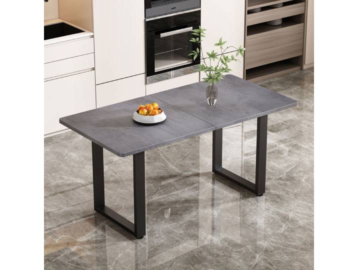 Table à manger industrielle rectangulaire en métal gris