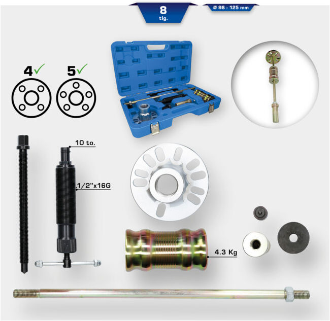 Brilliant Tools Kit d’extracteur de moyeux hydraulique, 8 pcs (BT671200)