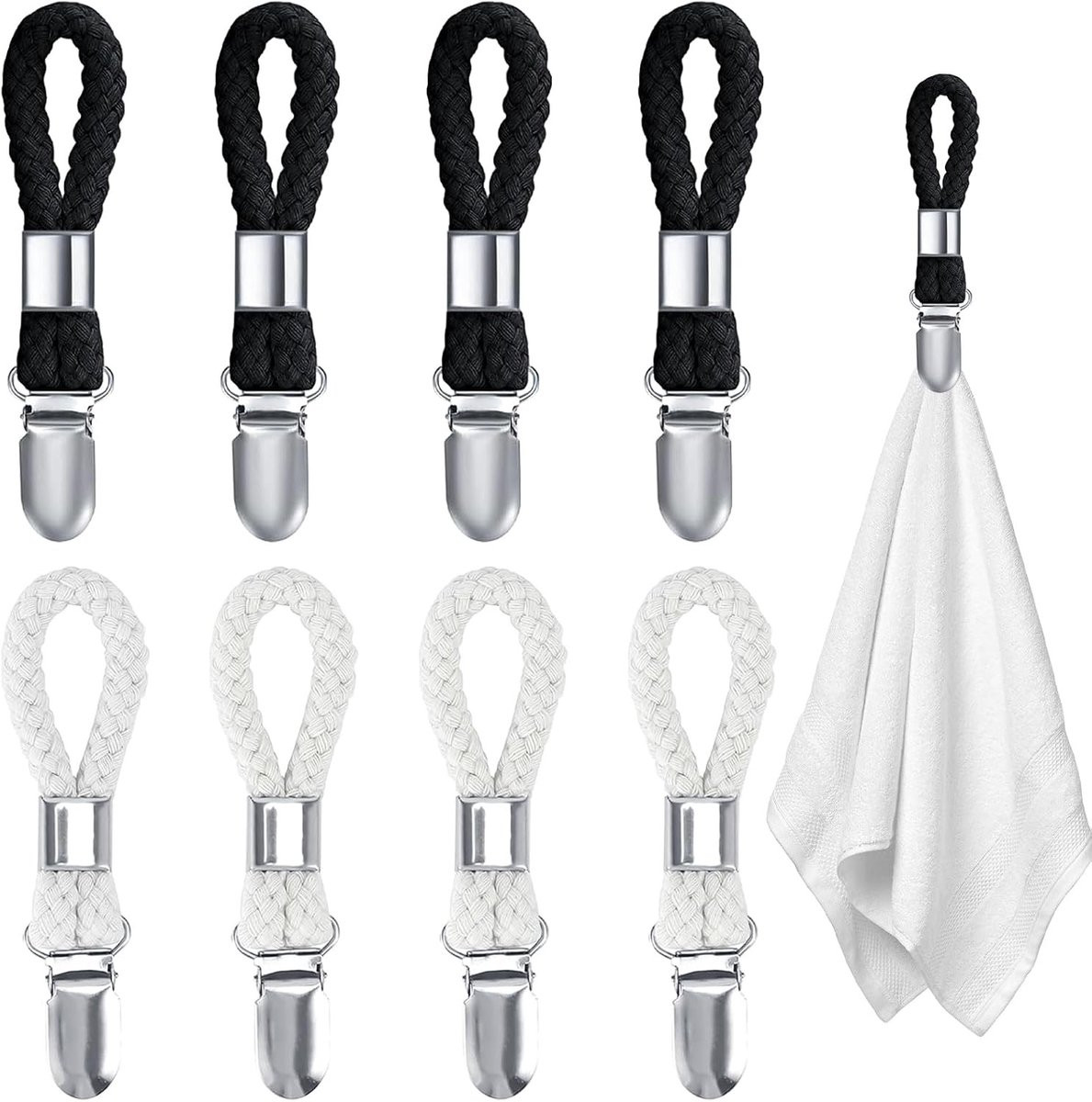 Set van 8 praktische handdoekclips voor in de badkamer en keuken