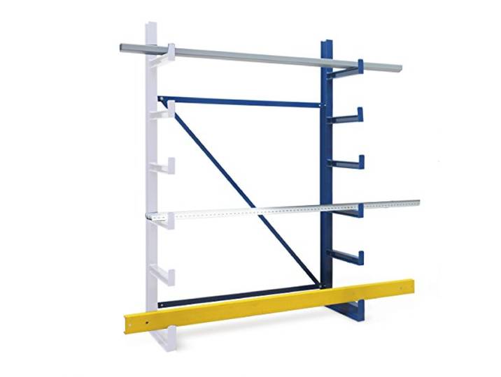 Kragarm-Anbauregal, einseitig, BxTxH 1250x620(500) x2000 mm, 1 Ständer, 5 Kragarme, 6 Lagerebenen, Ar