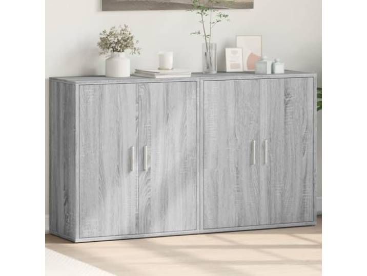 RJPLMFV Anrichte, 2-teilig, Sonoma, Grau, 60 x 31 x 70 cm, Holz Glatte Oberfläche, resistent gegen Feuchtigkeit, einfache Reinigung, praktische Aufbewahrung, Wandmontage erforderlich