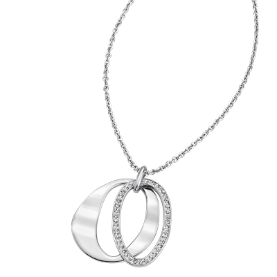 Kette mit Anhänger LOTUS "Urban Woman", silber (edelstahlfarben, kristallweiß), Halsketten, Damen, Edelstahl, L: 80, mit Glasstein