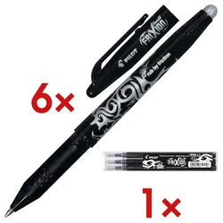 Pilot 6x Tintenroller »FriXion Ball 0.7« inkl. 3er-Pack Tintenrollerminen »Frixion« schwarz