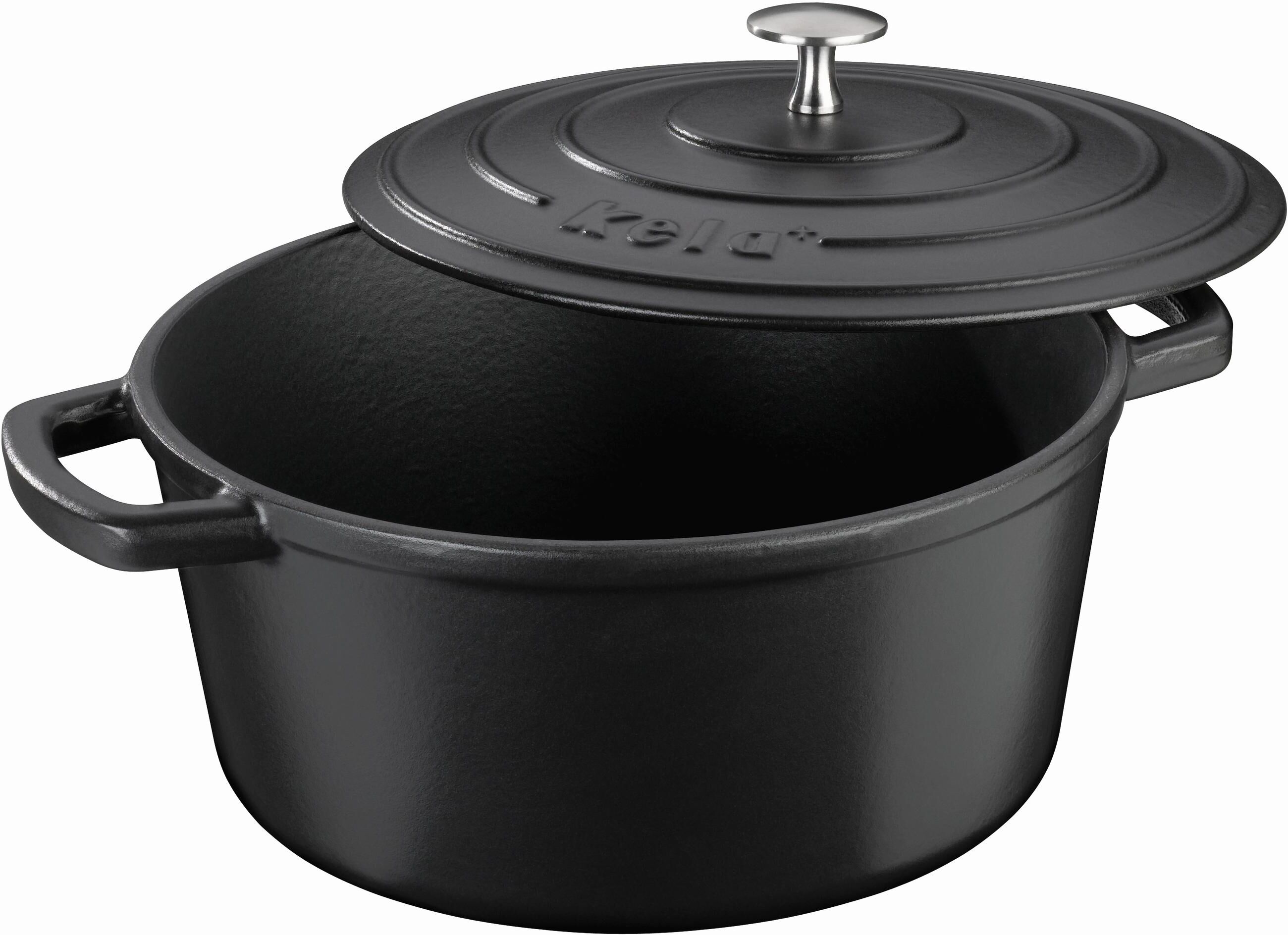 Bräter KELA "Bräter rund 26 cm", schwarz, H:12cm Ø:26cm, Töpfe, Bräter schwarz Ø 26cm + Höhe 12cm