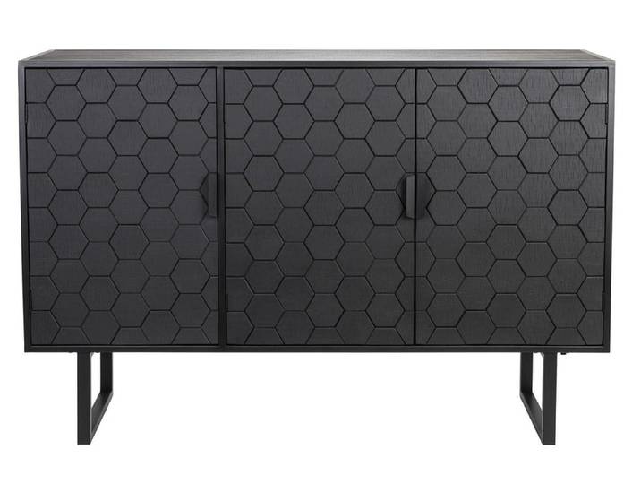 Sideboard Linc Hoch – aus Kiefernholz in Schwarz - Schwarz - Luxusbetten24